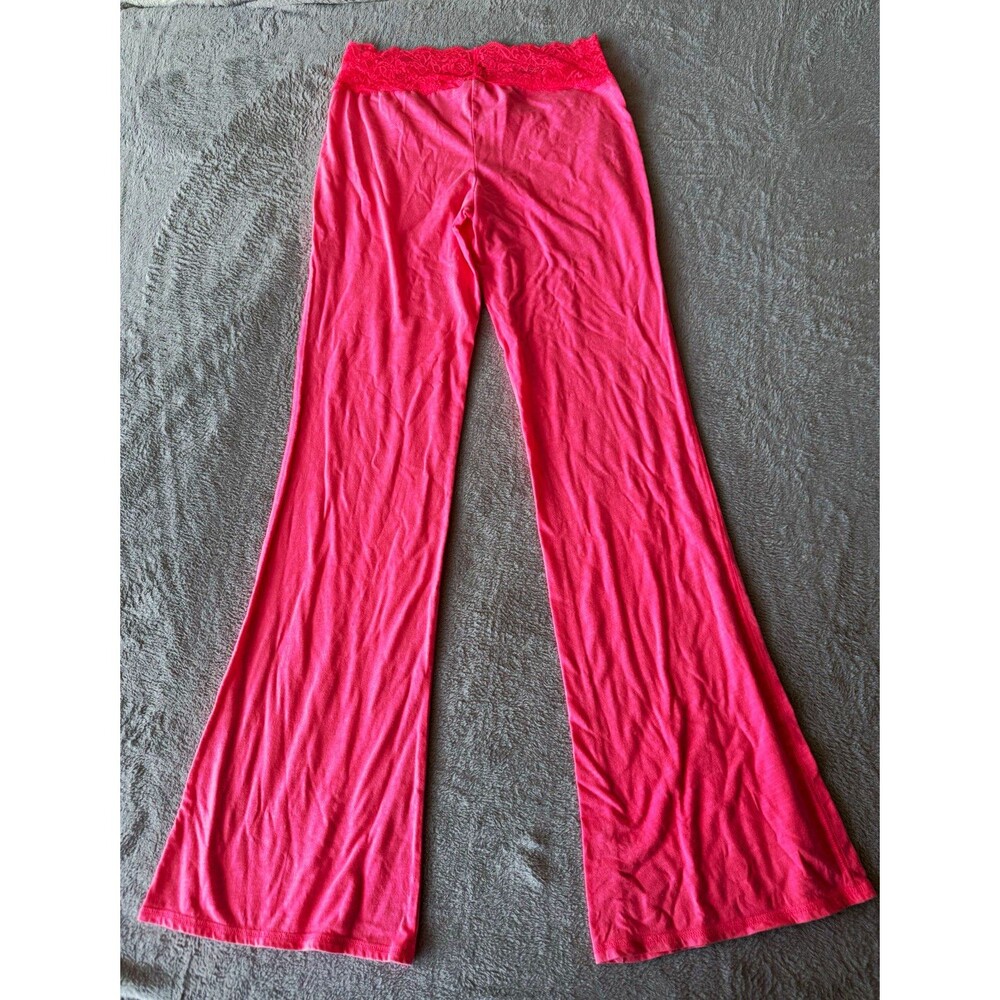 PINK Women’s Pink Pajama Lounge Pants Lace Waist Pull-On Stretch Size S